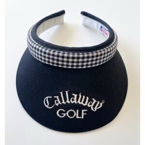 Women's Vintage Callaway Golf Black Gingham Wide Brim Sun Visor